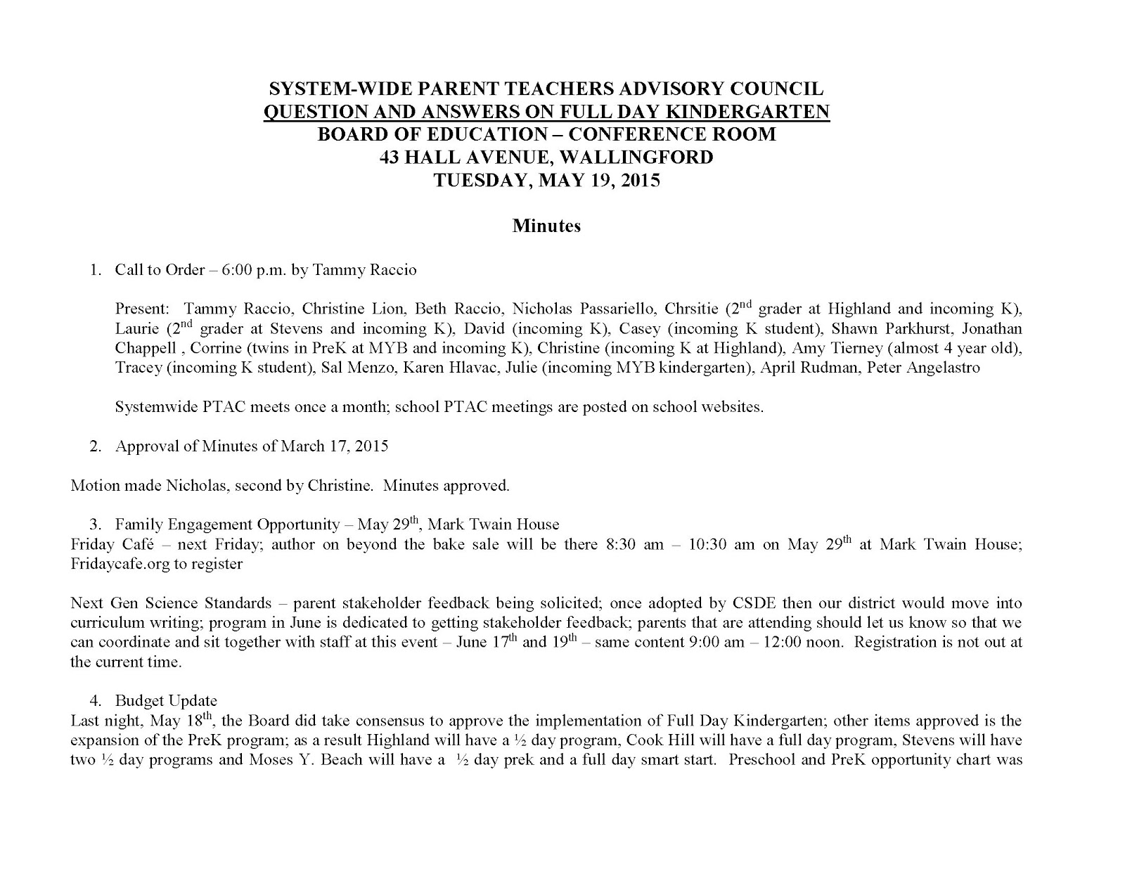 parent conference agenda