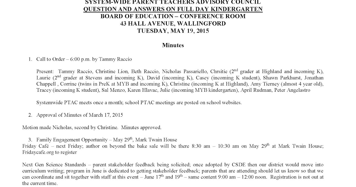 parent conference agenda