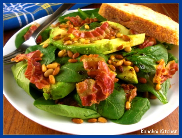 Kahakai Kitchen Jamie's Avocado, Pancetta & Pine Nut Salad Making Me Happy with Six Ingredients