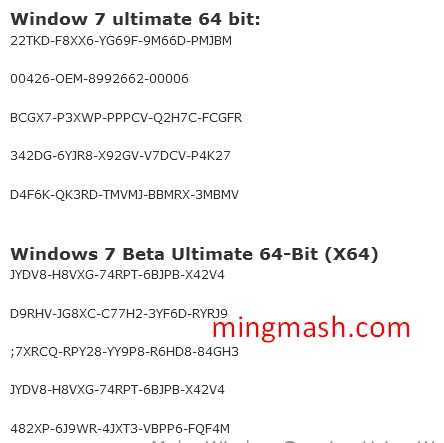 serial key windows seven ultimate 64 bits