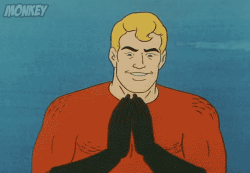 Animated gif of Aquaman opening his hands to reveal the words "FUCK YOU."