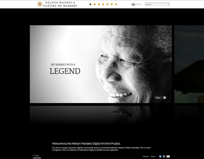 Landing page dell'archivio multimediale di Nelson Mandela.
