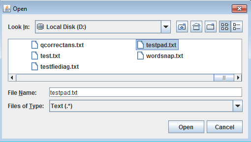 JFileChooser Open File dialog