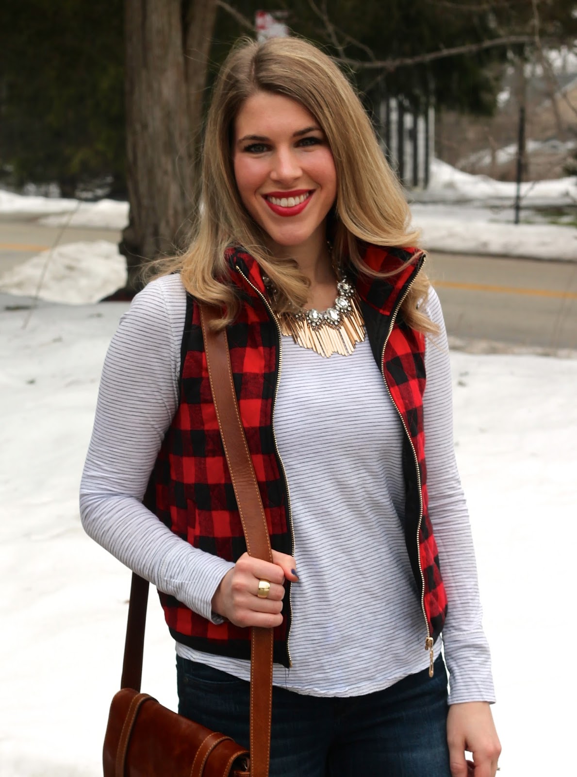 I do deClaire Red Plaid Vest