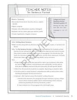 Language Arts Comprehension Check: Ten-Sentence Format Expository Writing Paragraph Format