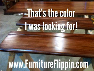 Staining the shelves and buffet top on Furniture Flippin'