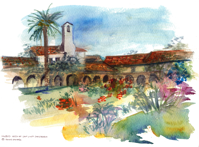 shiho nakaza "Los Angeles" California "San Juan Capistrano" watercolor sketching shiho nakaza "Los Angeles" California "San Juan Capistrano" watercolor sketching