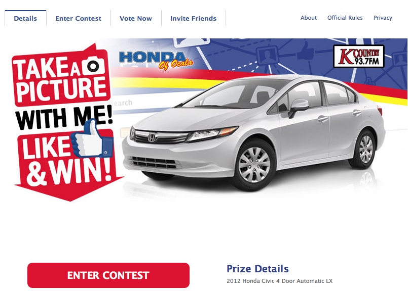 Thoughts Of A Young Ish Car Guy Brett Morgan Honda Of Ocala Utilizes Facebook For Honda Civic Car Giveaway