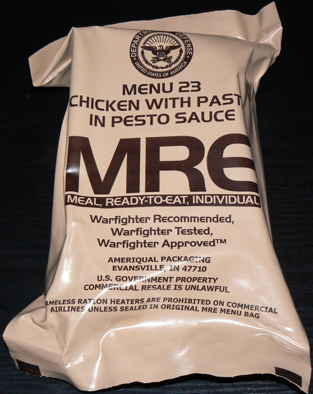 According2Robyn MRE Review Menu 23, Pasta in Pesto