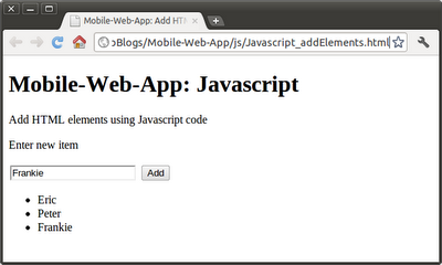 Add HTML elements using Javascript code Add HTML elements using Javascript code