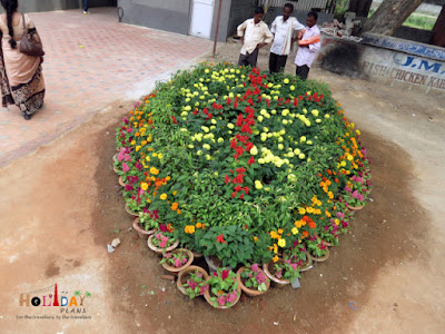 Flower Pots at the entrance of the garden Brindavan Gardens Mysore entry fees