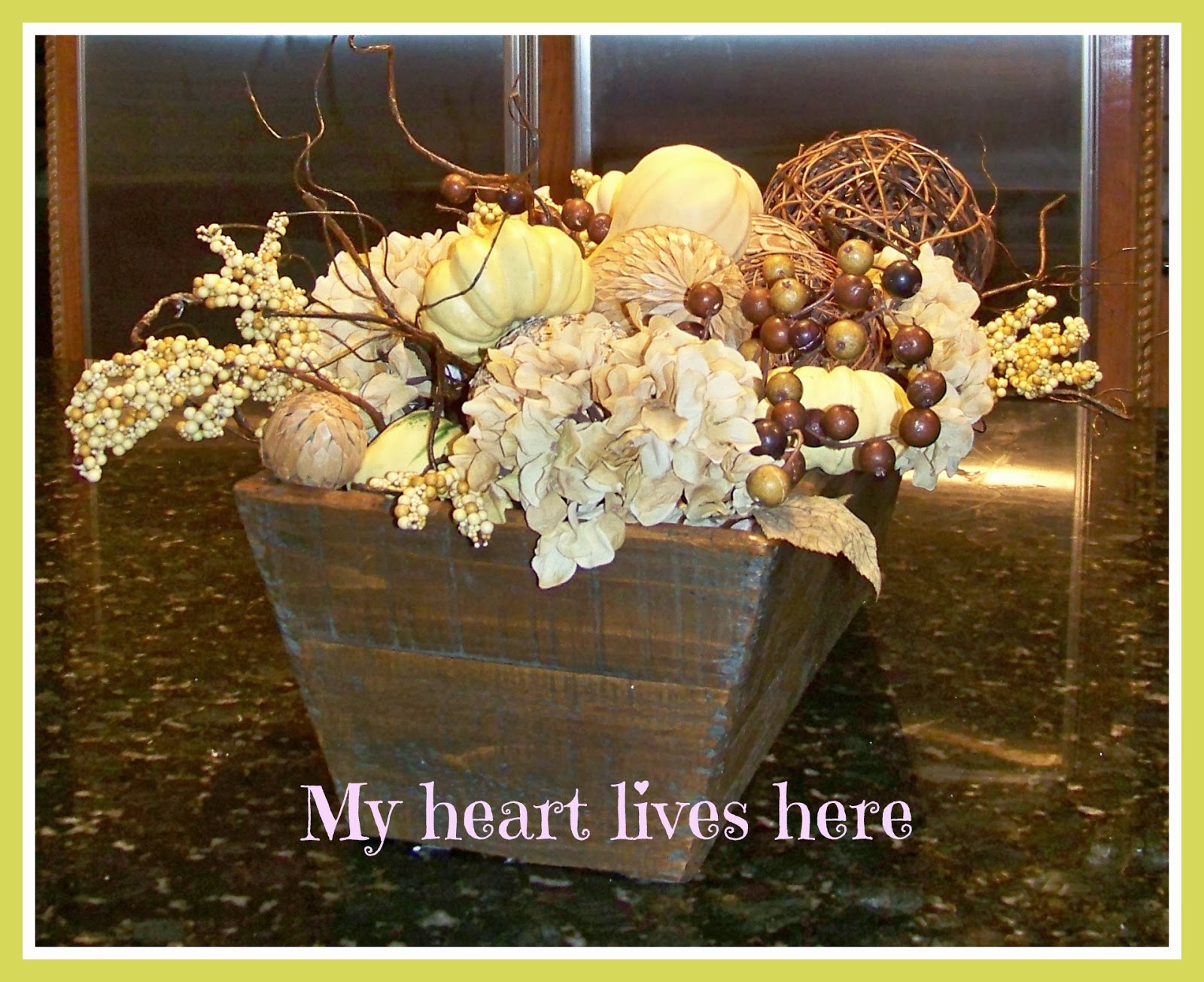 Fall Flower Box My Heart Lives Here