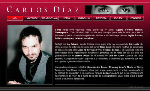 página web oficial del actor Carlos Díaz