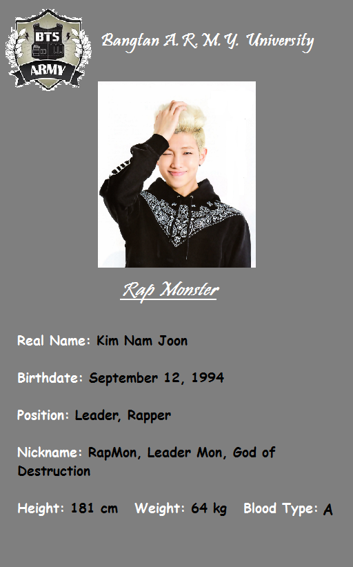 Bangtan A.R.M.Y. University BTS Profile