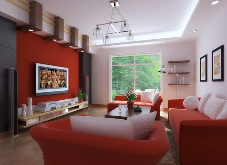 Decorar el salón en rojo Salones en blanco negro y rojo
