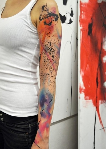 Abstract wall tattoo on whole arm