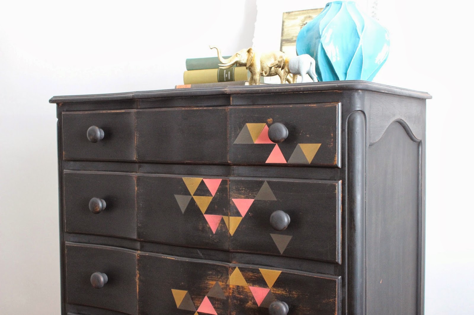 Poppyseed Creative Living Black Tallboy Dresser With Triangles