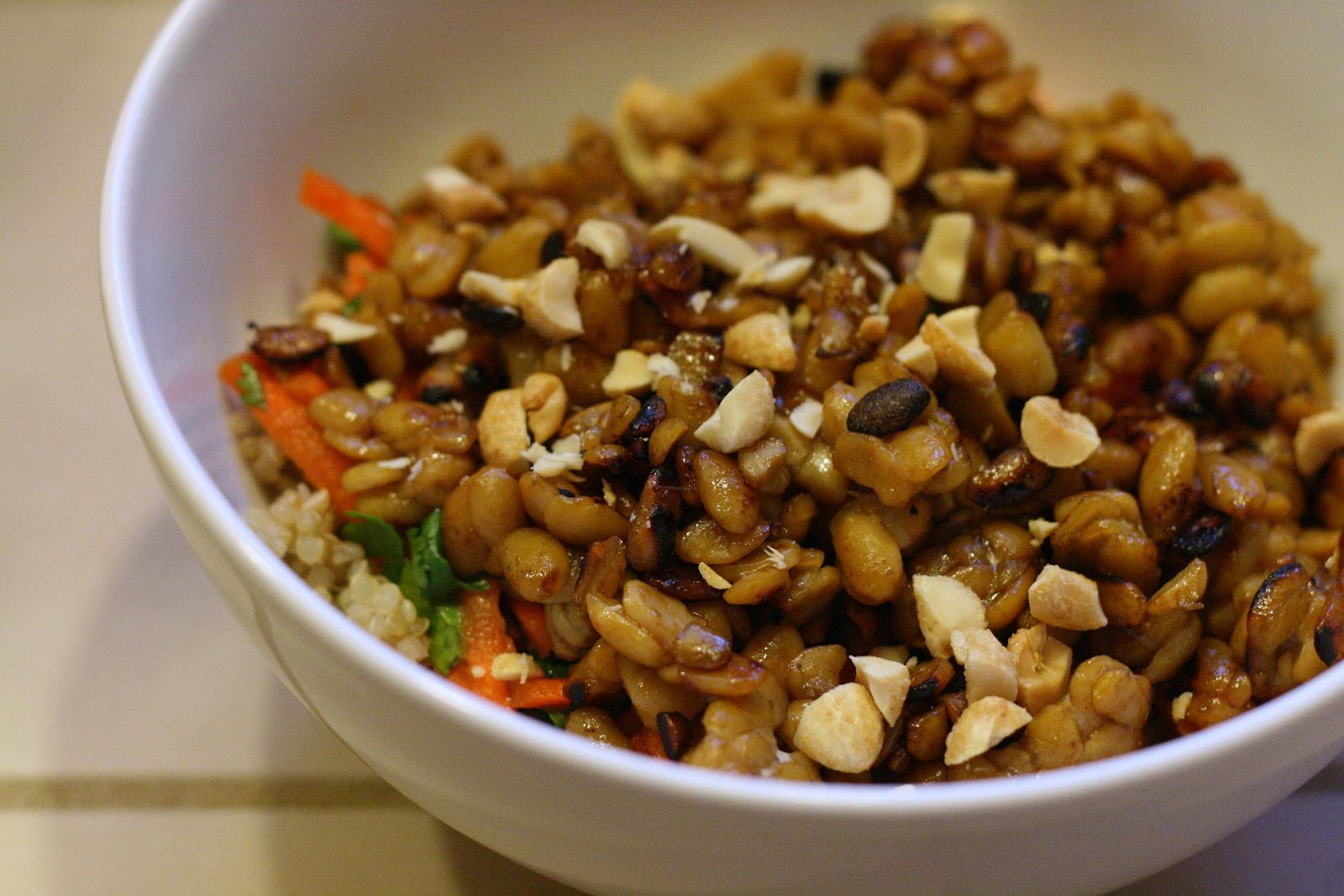 Laine's Recipe Box SesameHoney Tempeh and Quinoa Bowl
