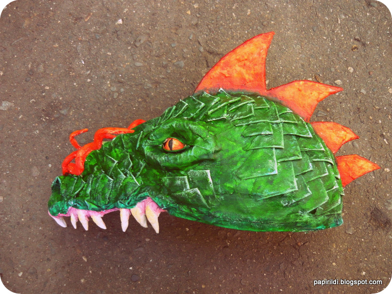 Ildi's papier mache Dan Reeder inspired dragon mask