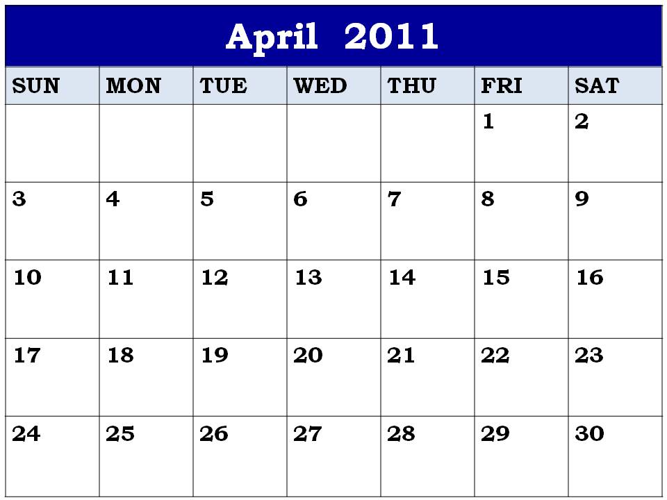 blank calendar 2011 april. 2011 april calendars.