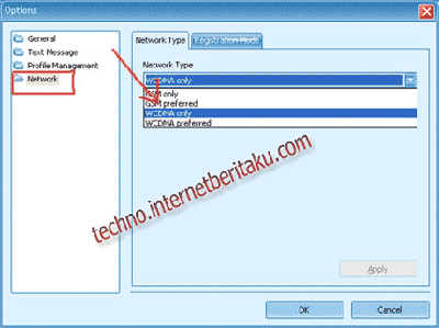 Setting Network Type Modem