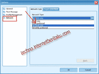 Setting Network Type Modem
