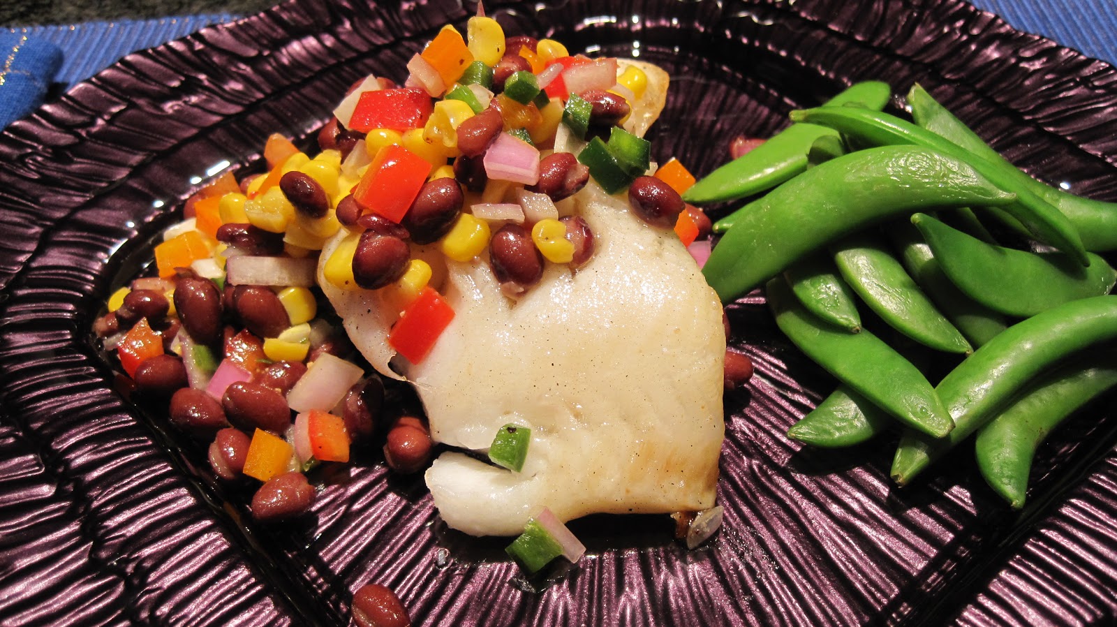 Grilled Sea Bass with Black Bean & Corn Salsa At Home with Vicki