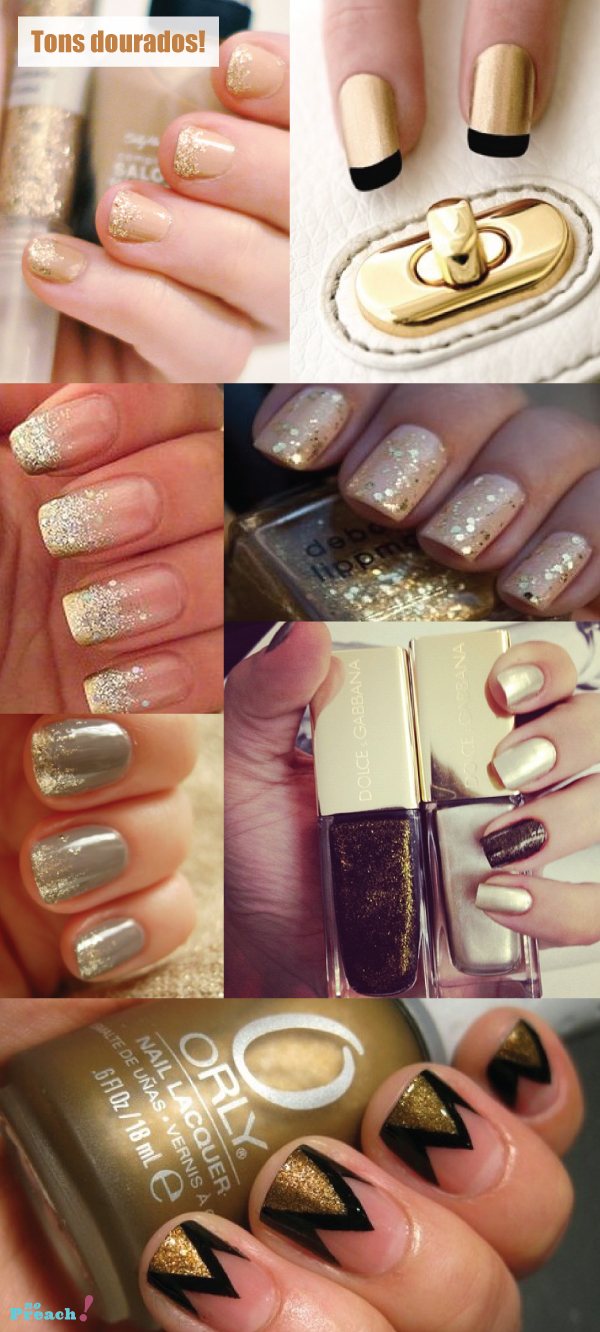 Inspiração: Unhas douradas para o Réveillon! Inspiração: Unhas douradas para o Réveillon!