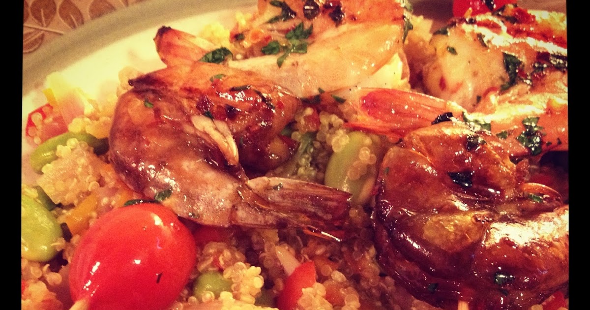 Thai One On With Stacy Yin and Yang Shrimp Skewers, Confetti Quinoa, Cucumber Jicama Salad, and