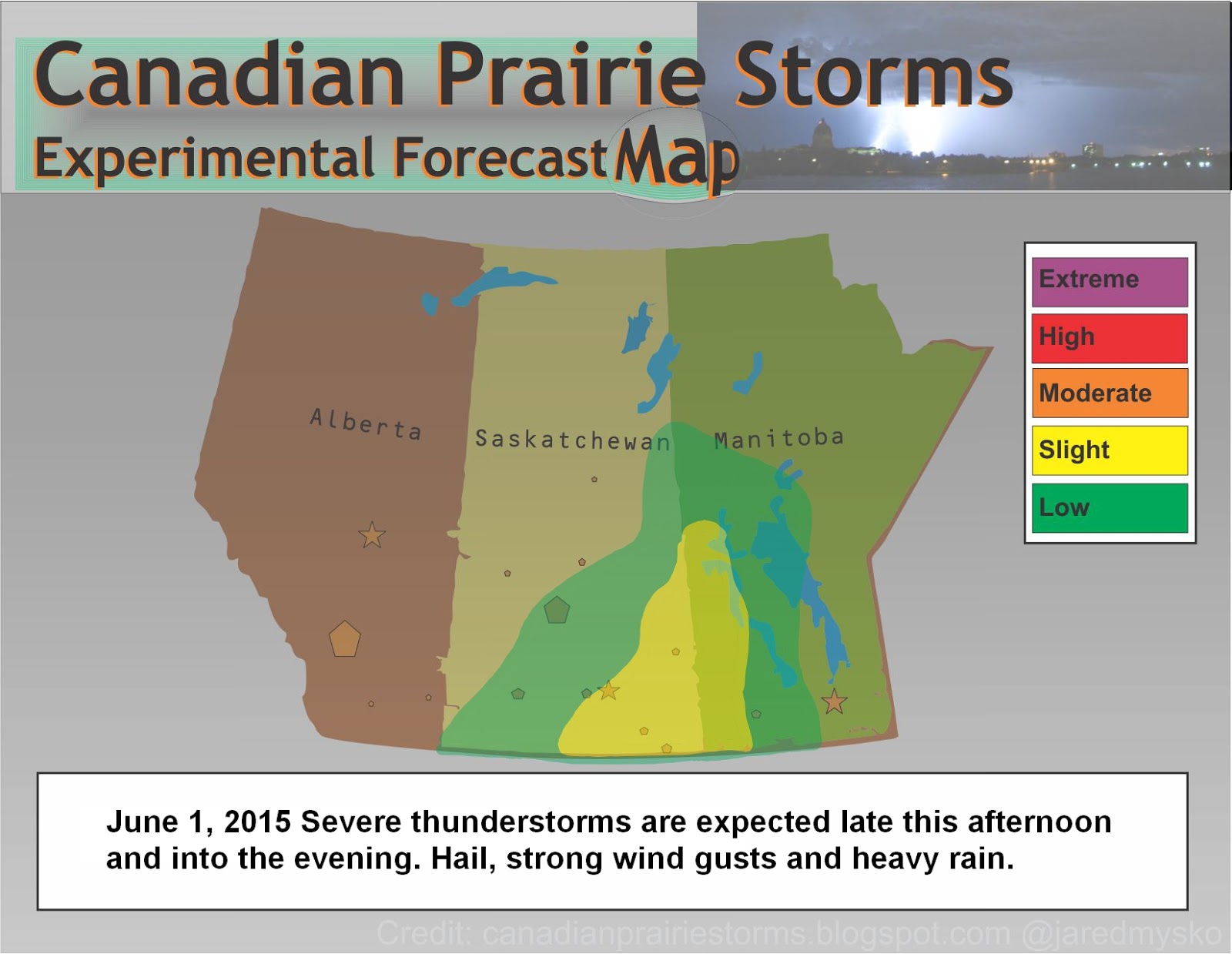 Canadian Prairie Storms Today's Severe Weather Outlook Map