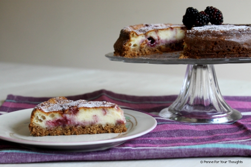 Baked Vanilla Cheesecake with Blackberry
