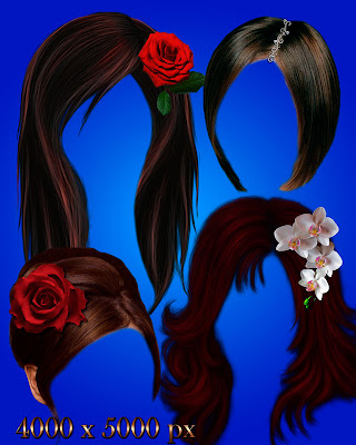 cabelos e perucas photoshop Hairstyles with the decorations and flowers