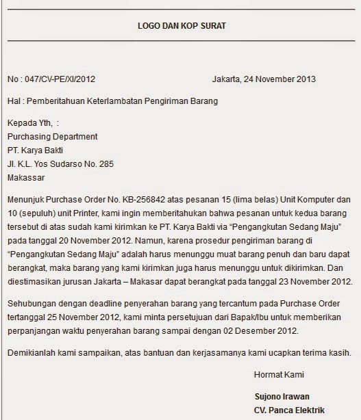 Contoh Macam Surat Niaga