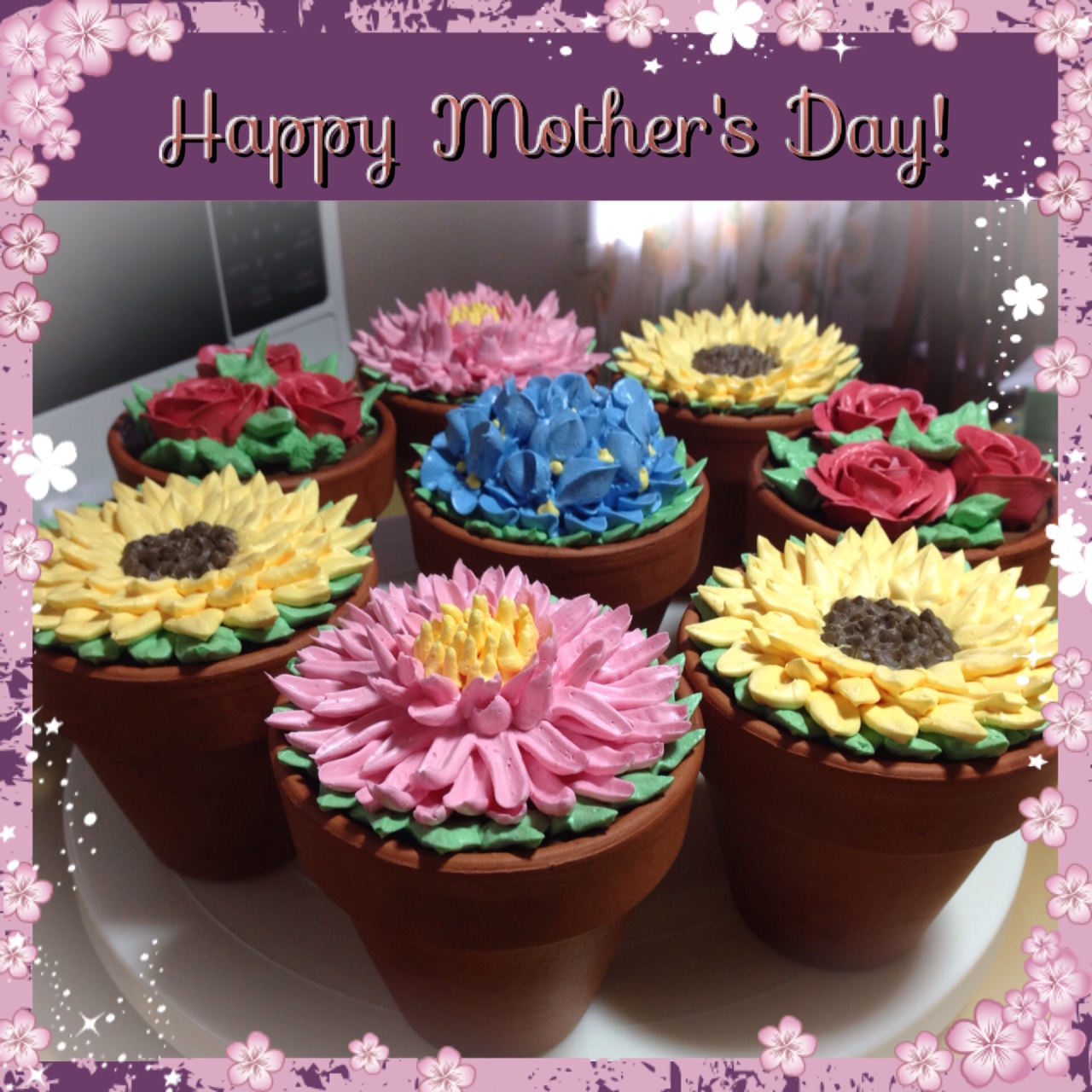 Heart of Mary Flower pot cakes