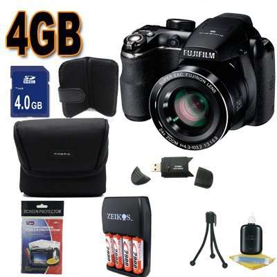 Fujifilm FinePix S4500 Digital Camera (Black) Accessory Saver 4GB NiMH Battery/Rapid Charger Bundle