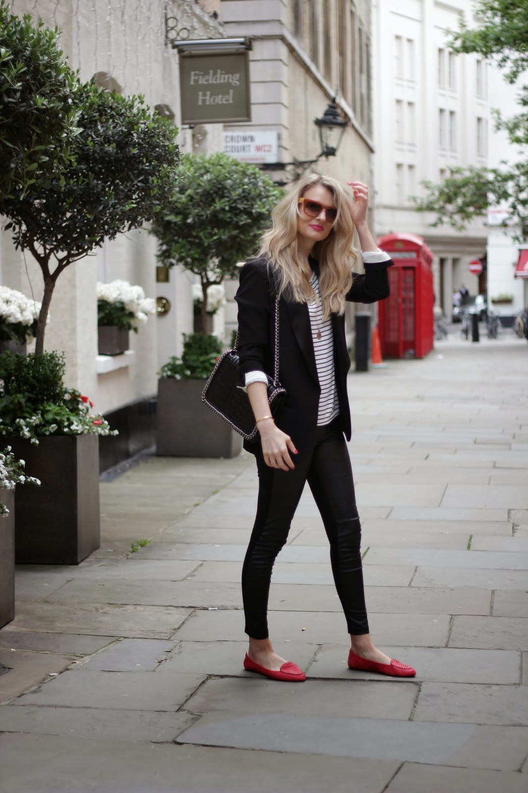 cocorosa, cocorosa london, zara city chain bag, zara croco boy bag, striped shirt, isabel marant blazer, chrissabella