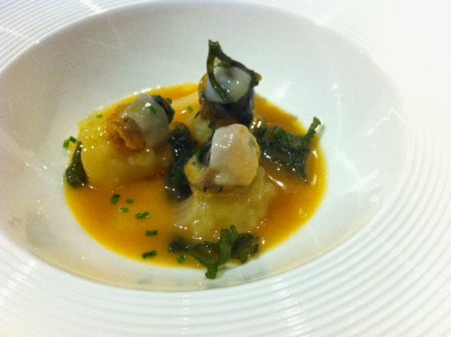 Llámparas. Regueiro Llámparas de Roca - patata cebolleta, algas y sidra