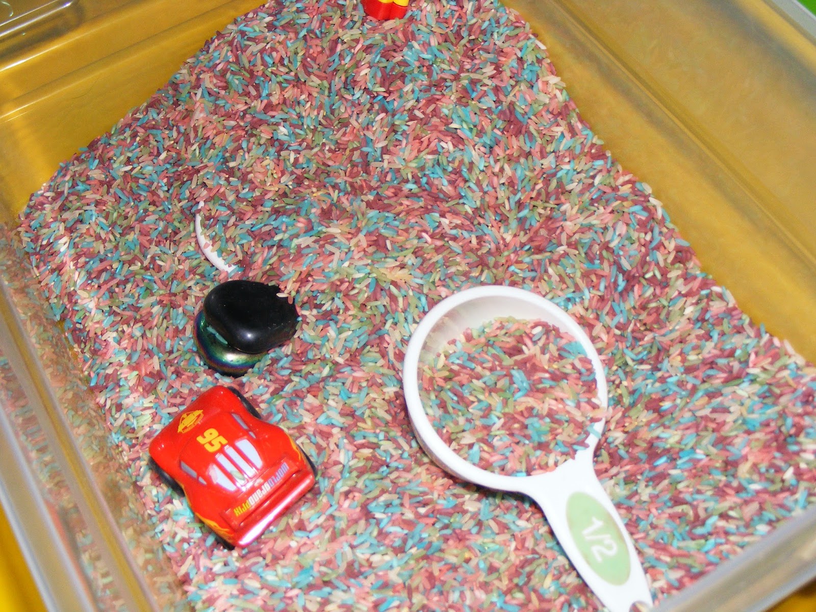 Kidspert Kool Aid Colored Rice Sensory Bin