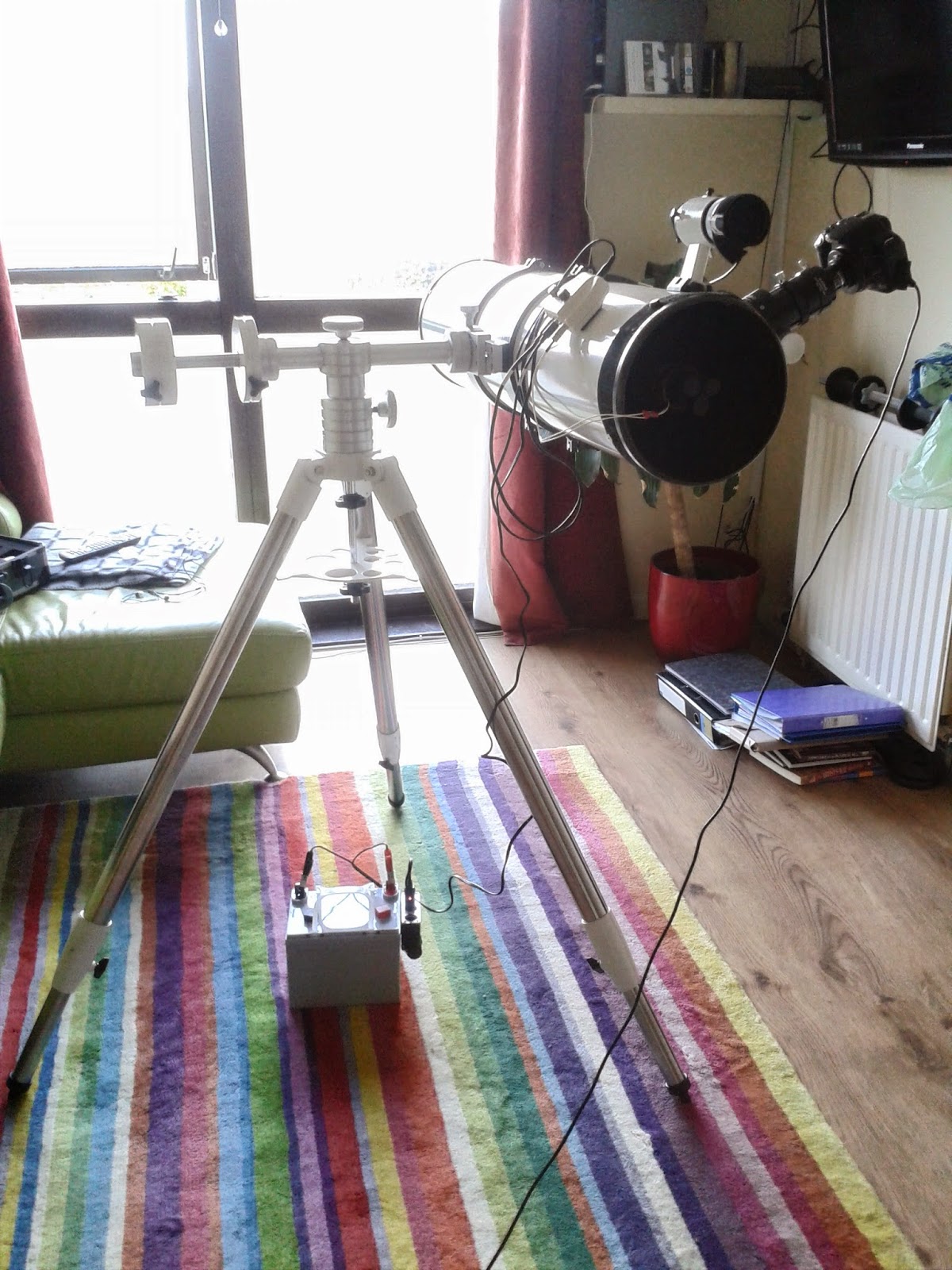 Scope with dew heaters and controller, and Canon 450D hooked up Scope with dew heaters and controller, and Canon 450D hooked up