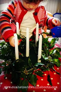 holly christmas wreath made by preschool child