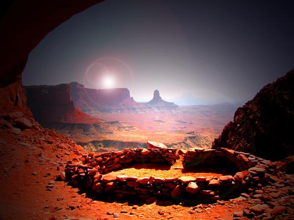 بيوت الهنود الحمر .. ثقـآفة وتـآريخ Anasazi+Ruins+by+Rick+Schafer-false_kiva__island_in_the_sky600_450