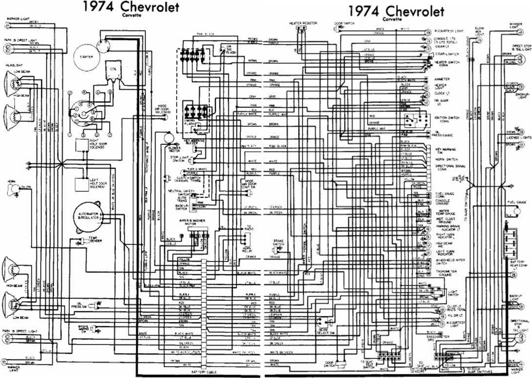 Chevrolet Corvette 1974 Complete Electrical Wiring Diagram