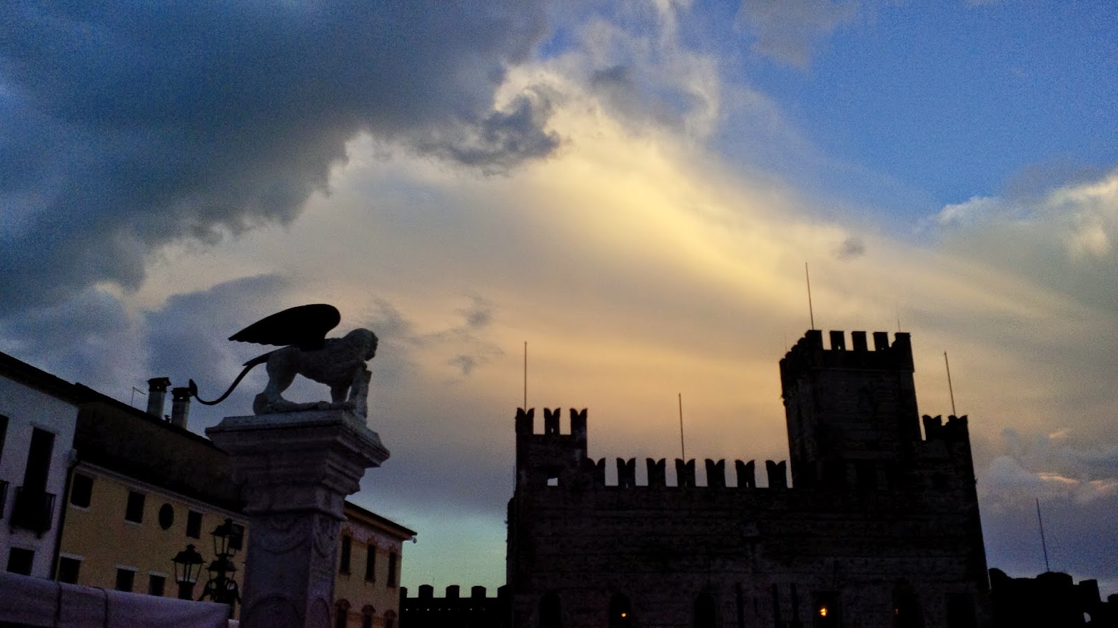 The winged lion and the Lower Castle in Marostica
