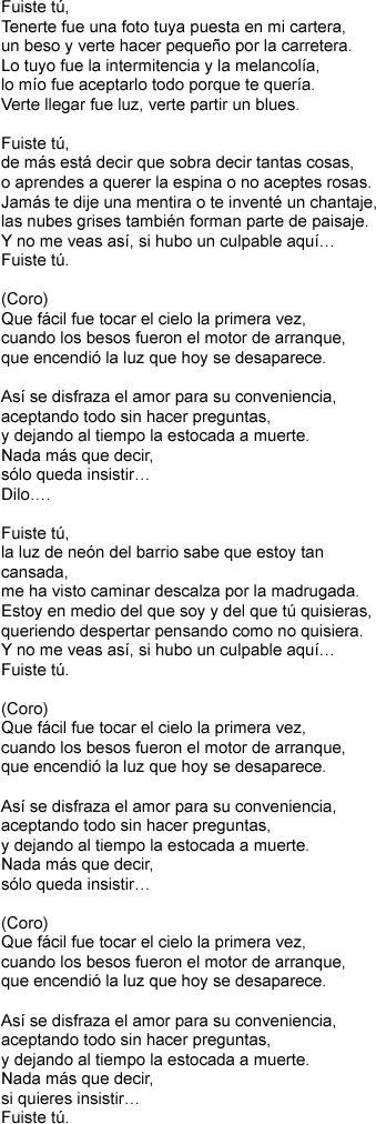 FUISTE TU de Ricardo Arjona FUISTE TU de Ricardo Arjona