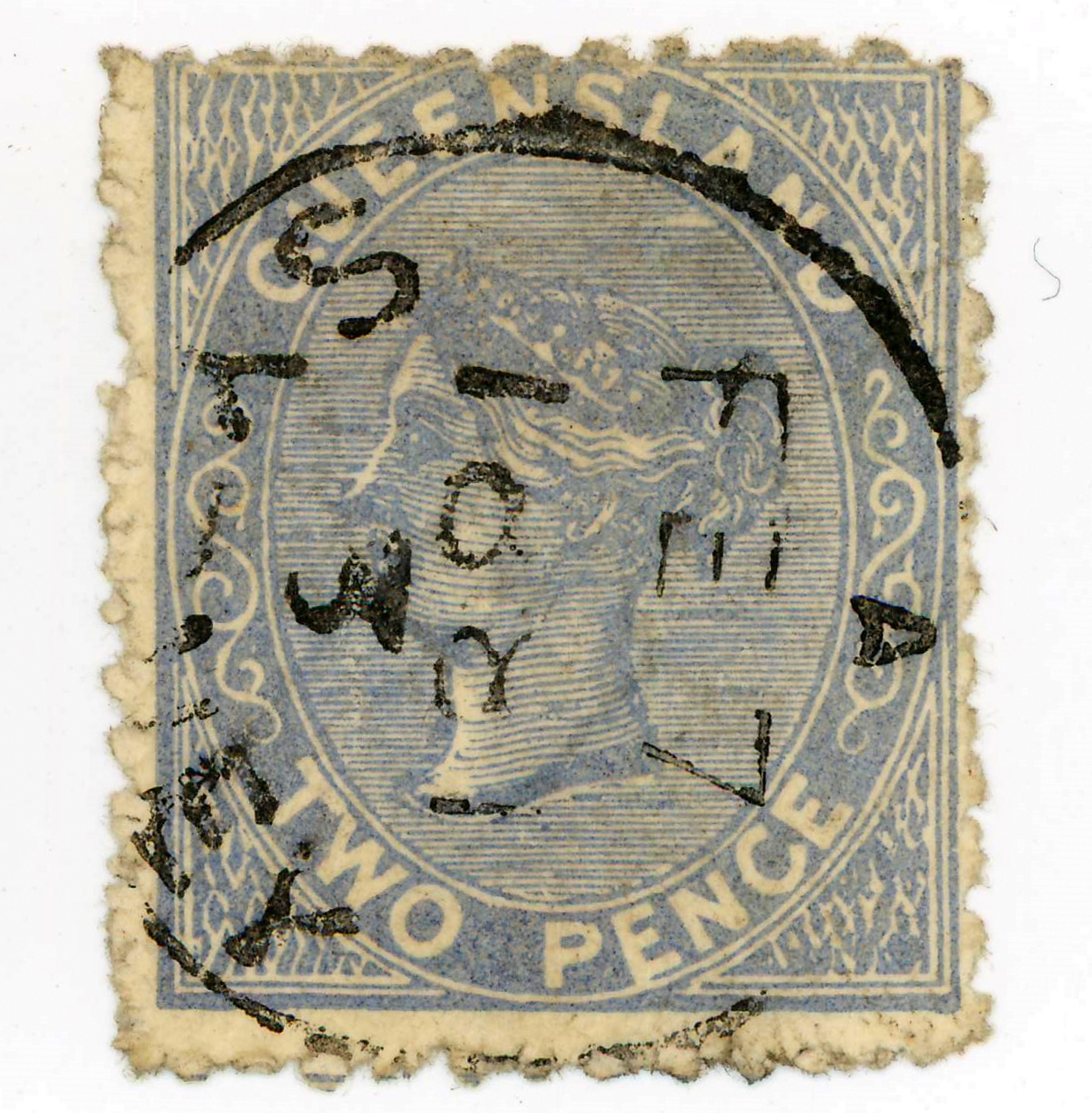 QUEENSLAND 1st SIDEFACE STAMPS 1878/9 2d. Queensland blue used