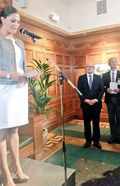 Pregnant Crown Princess Victoria of Sweden attends an opening of an exhibition devoted to Count Folke Bernadotte’s activities at the Mediterranean Sea Museum