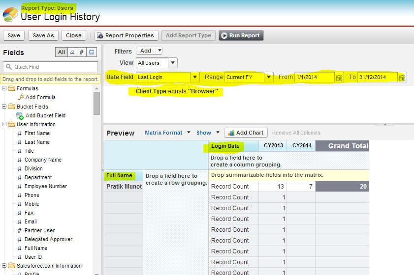 Salesforce Report Add Chart