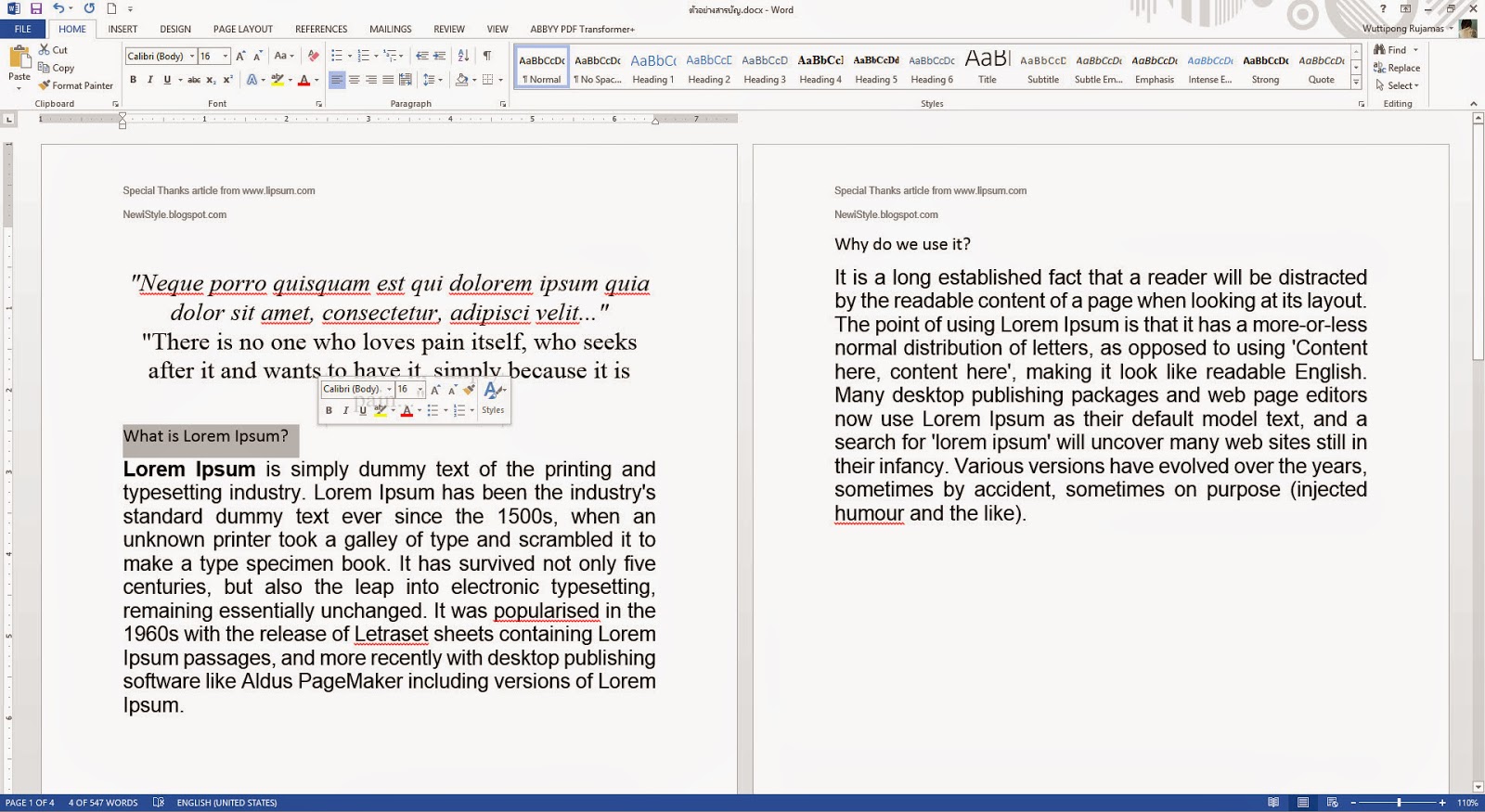 Microsoft Office Word - ทำการคลุมดำหัวข้อของเรากัน เพื่ออะไรน่ะหรอ ดูรูปต่อไปสิ