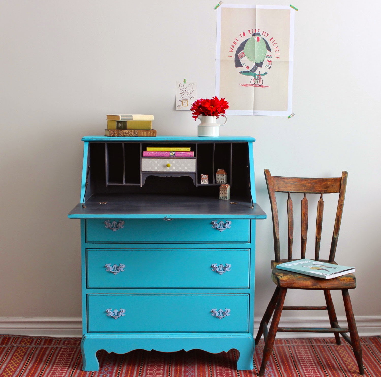 Poppyseed Creative Living Turquoise Secretary Desk/Dresser