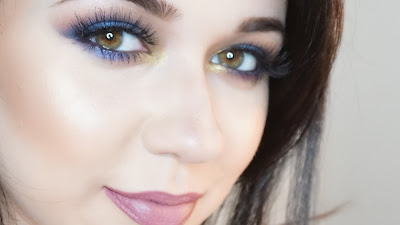 blue and gold eyeshadow tutorial